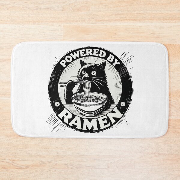 Item preview, Powered by Ramen Black Cat Japanese Vintage designed and sold by TomFrontierArt.