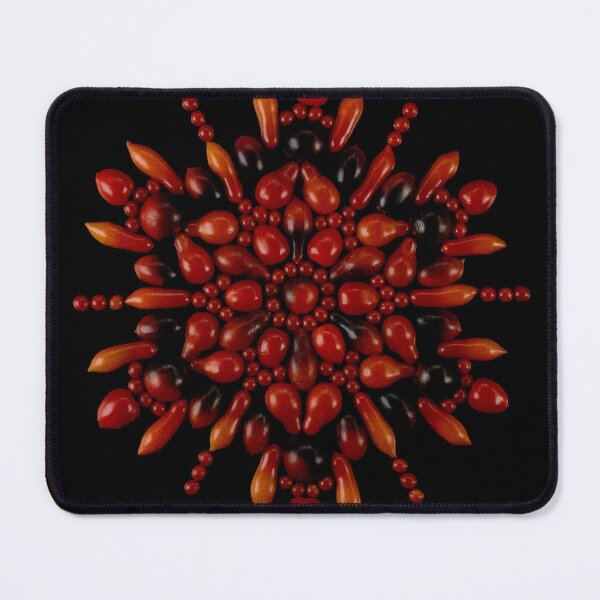 Item preview, Cherry Tomato Mandala Pattern on Black Background designed and sold by miratomm.