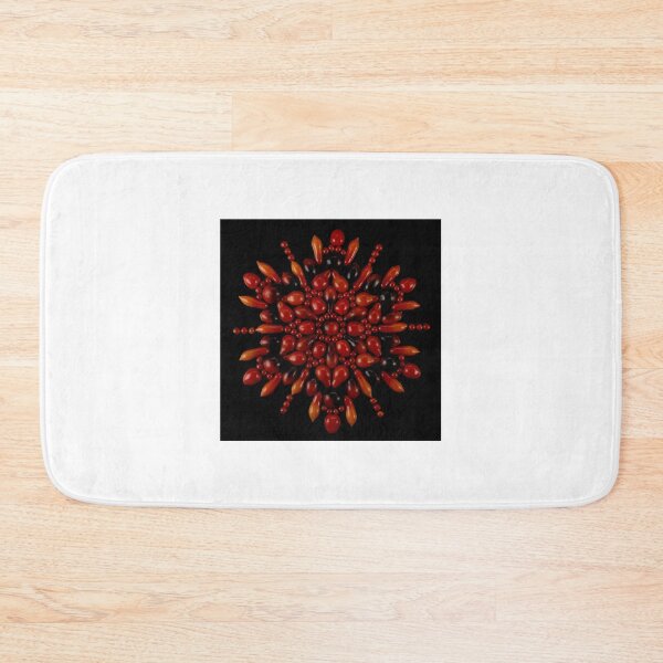Item preview, Cherry Tomato Mandala Pattern on Black Background designed and sold by miratomm.