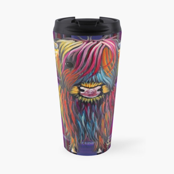 SCoTTiSH HiGHLaND CoW ' TaRTaN BRaVeHeaRT ' by SHiRLeY MacARTHuR Travel Mug