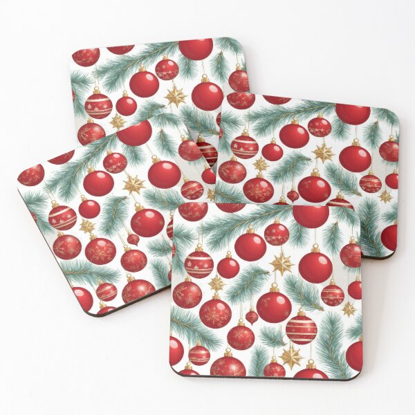 Item preview, Christmas Vintage Pop Art Red Balls with spruce branches Pattern, Christmas Balls Pattern, Christmas Balls ,Christmas Pop Art,Christmas Funny Pattern designed and sold by Expressions-Sel.