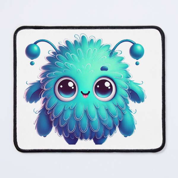 Item preview, cute fluffy blue monster designed and sold by nicnacc.