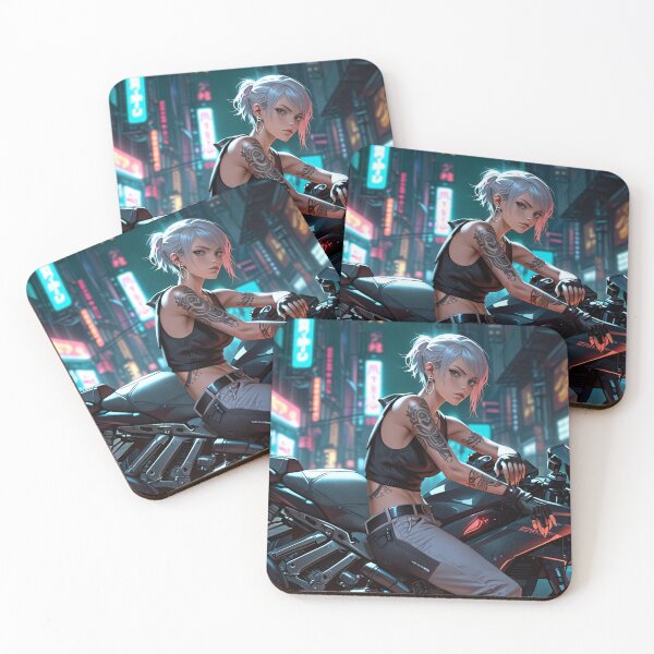 Item preview, Cool Anime Manga Cyber Punk Girl with tattoos and Neon Lights designed and sold by Vintage Designs +.