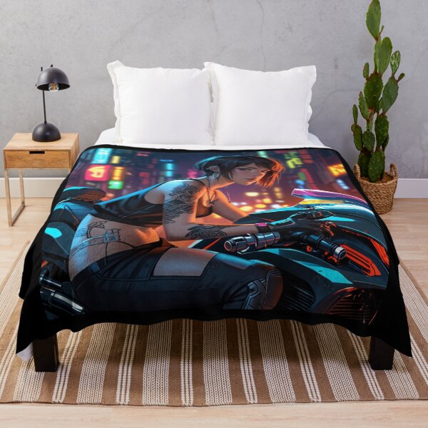 Item preview, Cool Anime Manga Cyber Punk Girl with tattoos and Neon Lights designed and sold by Vintage Designs +.