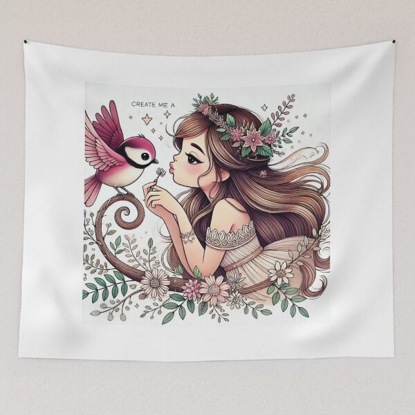Item preview, Enchanted Princess, Flower, and Bird: A Magical Scene designed and sold by choder61.