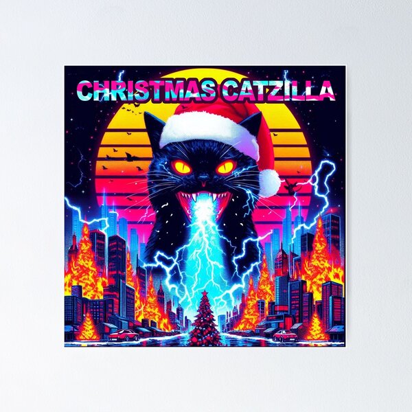 Vista previa del artículo con la obra «Gato navideño», diseñado y vendido por justinkameron.
