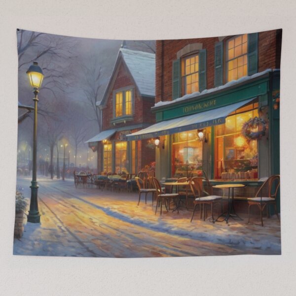 Artikelvorschau, Snow-Kissed Cobblestones and Café Lights entworfen und verkauft von BlareBlare.