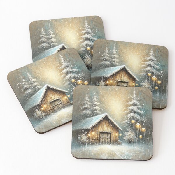 Item preview, Rustic Winter Barn with Festive Glow designed and sold by MarinaFila.