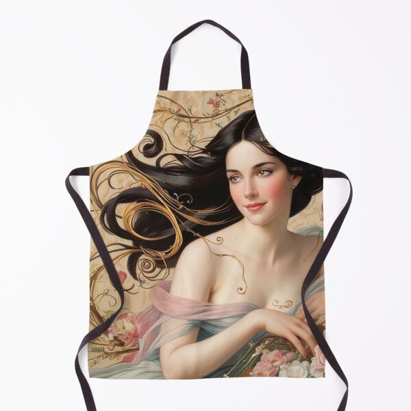 Artikelvorschau, Wunderschönes Gemälde einer impressionistischen Frau im Jugendstil der Renaissance nach Gustav Klimt entworfen und verkauft von Vintage Designs +.