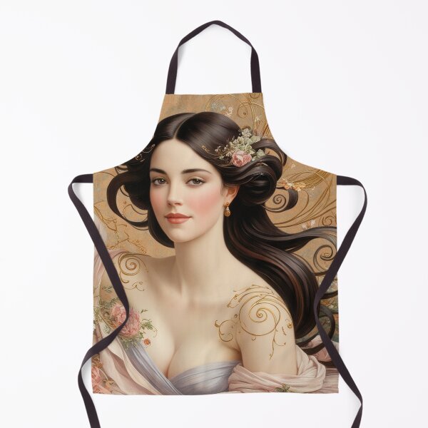 Artikelvorschau, Wunderschönes Gemälde einer impressionistischen Frau im Jugendstil der Renaissance nach Gustav Klimt entworfen und verkauft von Vintage Designs +.