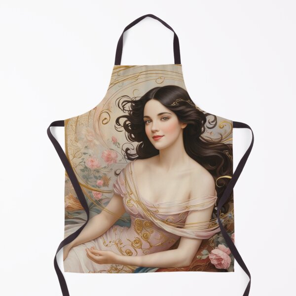 Artikelvorschau, Wunderschönes Gemälde einer impressionistischen Frau im Jugendstil der Renaissance nach Gustav Klimt entworfen und verkauft von Vintage Designs +.
