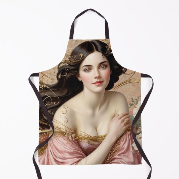 Artikelvorschau, Wunderschönes Gemälde einer impressionistischen Frau im Jugendstil der Renaissance nach Gustav Klimt entworfen und verkauft von Vintage Designs +.