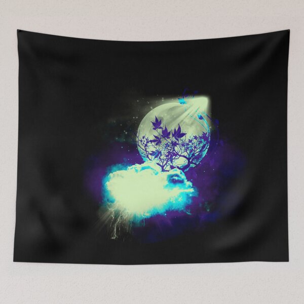 Item preview, Tree and clouds on moon background blue tones designed and sold by Maeyy.