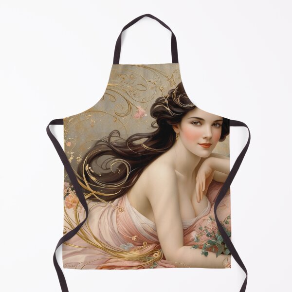 Artikelvorschau, Wunderschönes Gemälde einer impressionistischen Frau im Jugendstil der Renaissance nach Gustav Klimt entworfen und verkauft von Vintage Designs +.