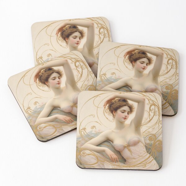 Item preview, Beautiful painting of an Art Nouveau Renaissance Impressionistic woman after Gustav Klimt designed and sold by Vintage Designs +.