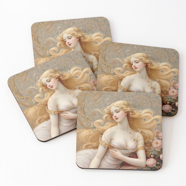 Item preview, Beautiful painting of an Art Nouveau Renaissance Impressionistic woman after Gustav Klimt designed and sold by Vintage Designs +.