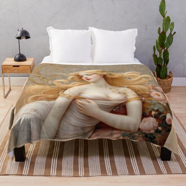 Item preview, Beautiful painting of an Art Nouveau Renaissance Impressionistic woman after Gustav Klimt designed and sold by Vintage Designs +.