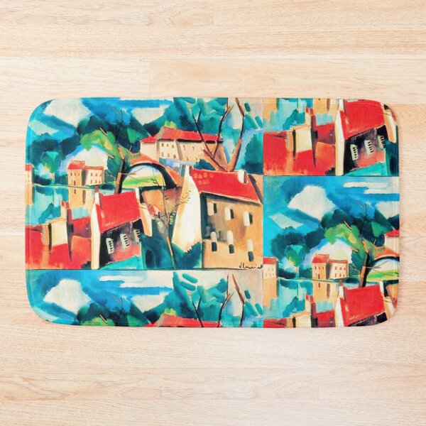 Item preview, Vintage painting, Village on the River - Made more vibrant. designed and sold by CristalleLisa.