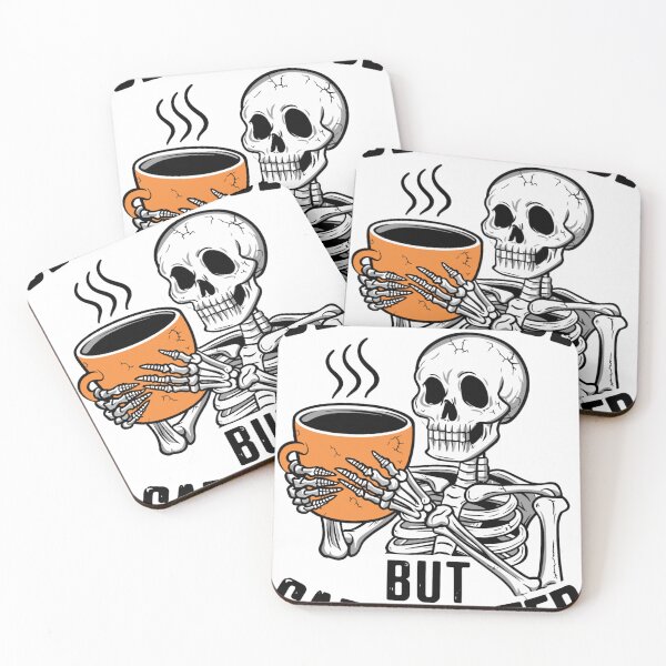 Item preview, Dead Inside But Caffeinated Unhinged Halloween Skeleton Coffee designed and sold by KitonicTees.