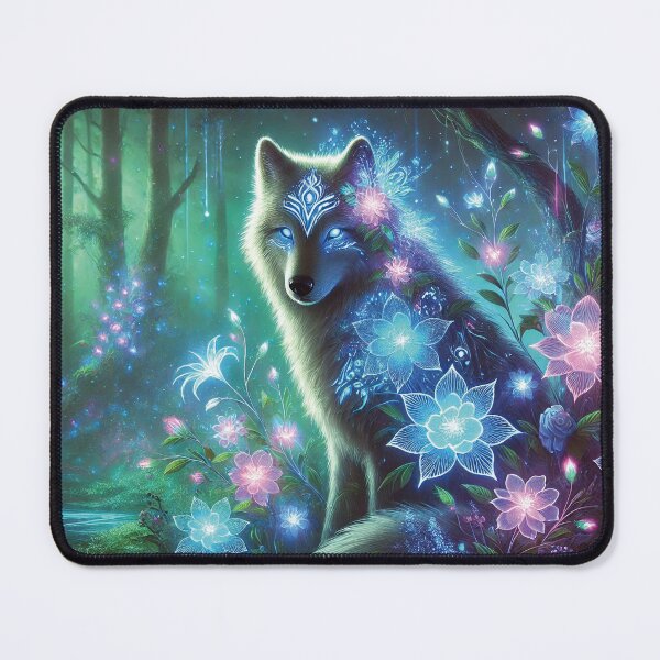 Item preview, Mystical Floral Wolf: A Realm of Nature’s Elegance designed and sold by RealmBeastsAI.