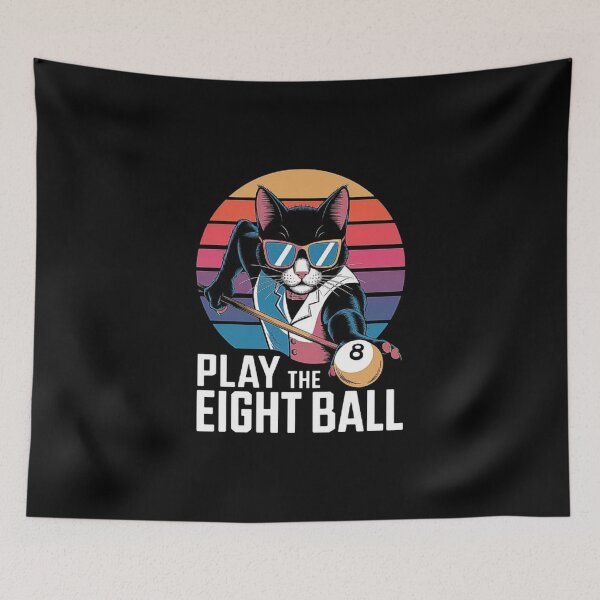 Item preview, Cool Cat Playing 8-Ball Billiards - Retro Pool Design-For Billiards Lovers designed and sold by love3617.