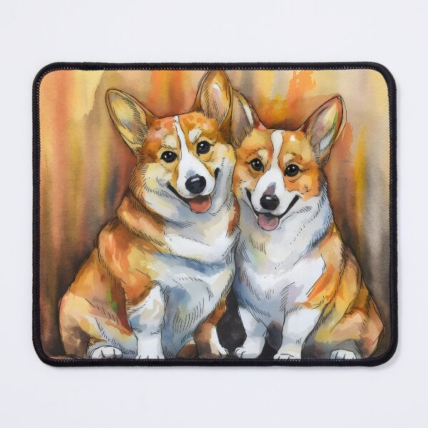 Item preview, Adorable corgi couple in vivid watercolor love corgi happy corgi designed and sold by Pastel-Pulse.