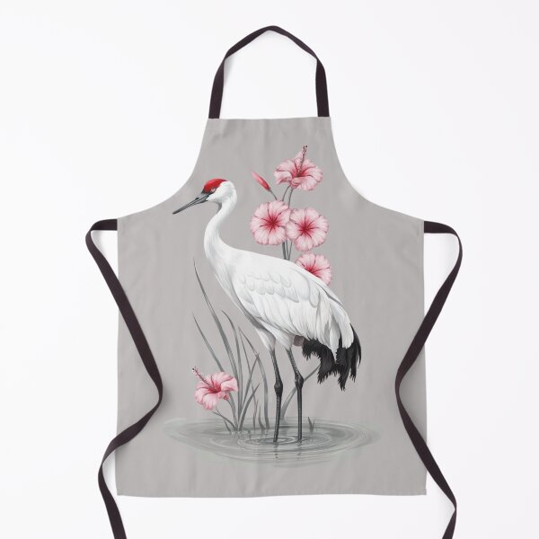 Item preview, A stylized painting of a whooping crane standing in shallow water designed and sold by aipaint.
