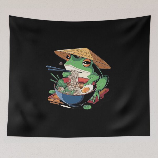 Item preview, Quirky Frog Eating Ramen - Japanese-Inspired Noodle Art-For Lovers Frogs & Ramen designed and sold by love3617.