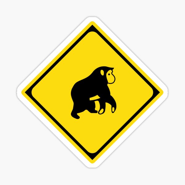 Monkey Crossing Sign in Japan Sticker
