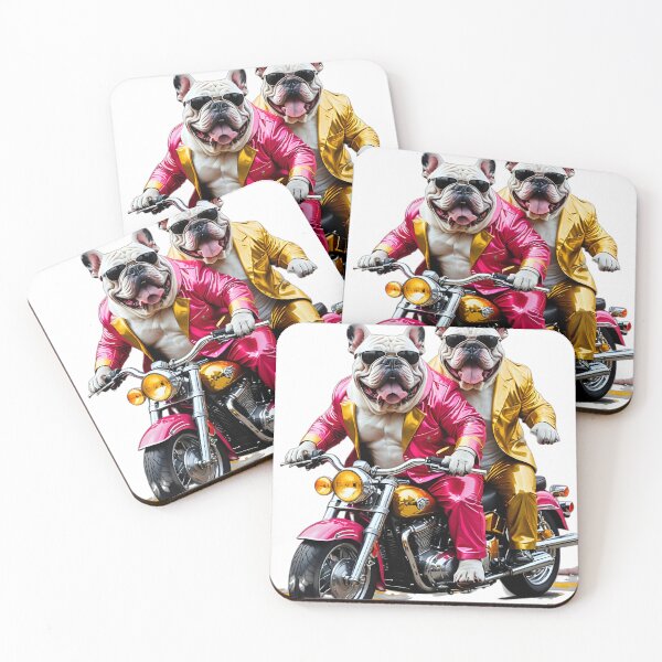 Item preview, Stylish bulldog on neon biker motorcycle designed and sold by Dan9010.