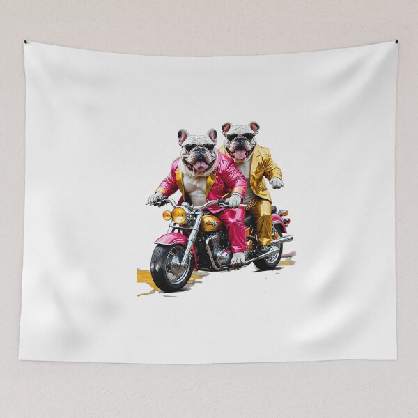 Item preview, Stylish bulldog on neon biker motorcycle designed and sold by Dan9010.