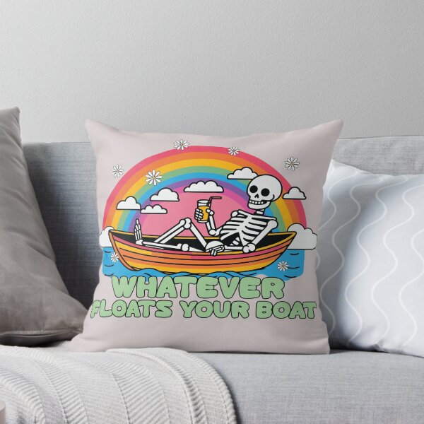 Item preview, Funny Skeleton, relaxing on a boat, and a rainbow - Whatever floats your boat designed and sold by JuliaPop.