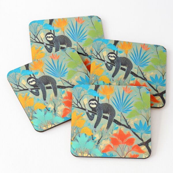Item preview, sloth and tropical flowers designed and sold by Wildlife and marine life.