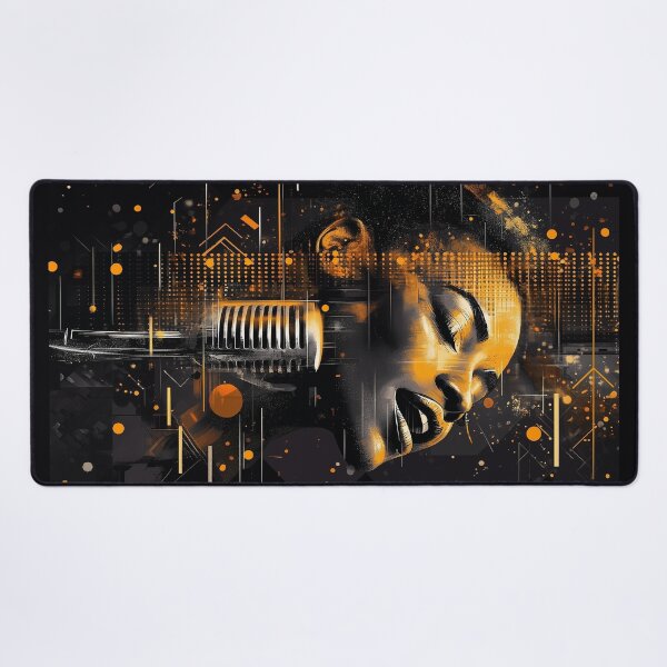 Item preview, Black woman embodying the legendary Billie Holiday, passionately singing into a vintage microphone from the 1940s designed and sold by alessionastro.