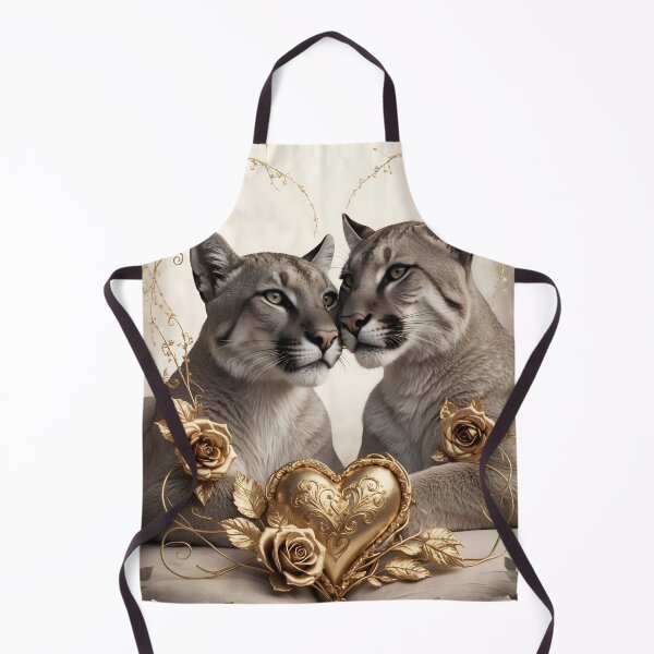 Item preview, Romantic Cougars with Golden Heart and Roses - Elegant Valentine's Day Design by LaLi Designs designed and sold by LaLi-Designs.