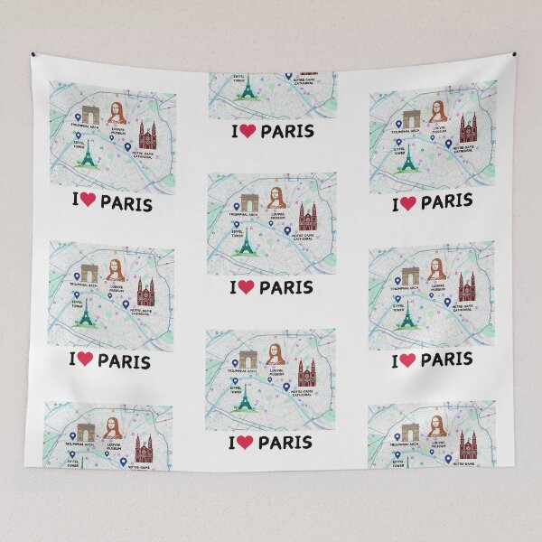 Item preview, Paris City Center Map with Iconic Landmarks: Notre Dame, Eiffel Tower, Louvre & More. designed and sold by Psycho-Crazy.