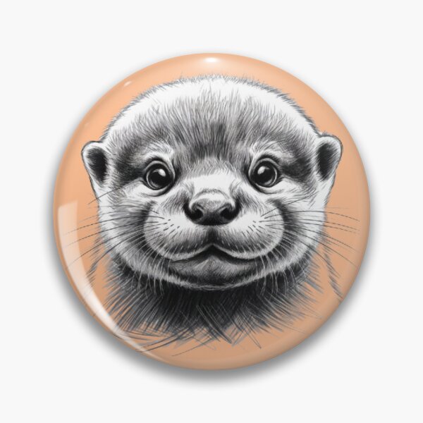 Item preview, A black and white sketch of a cute baby river otter designed and sold by 123ks.