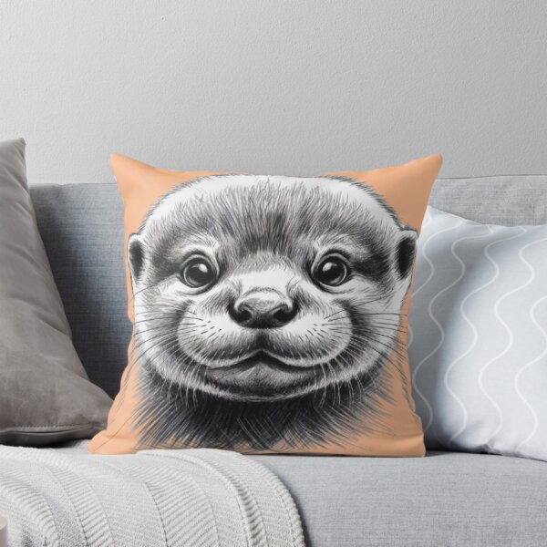 Item preview, A black and white sketch of a cute baby river otter designed and sold by 123ks.