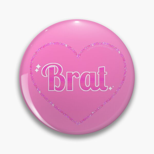 Item preview, Pink Glitter Heart with "Brat" Typography   designed and sold by faerievintage.