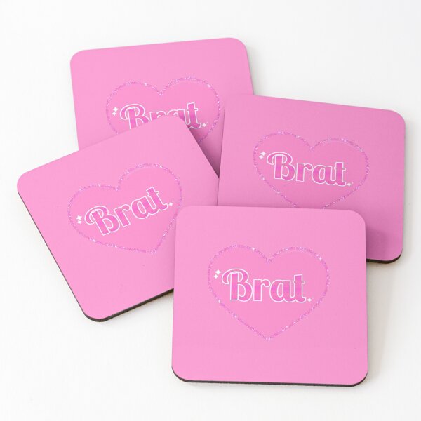 Item preview, Pink Glitter Heart with "Brat" Typography   designed and sold by faerievintage.