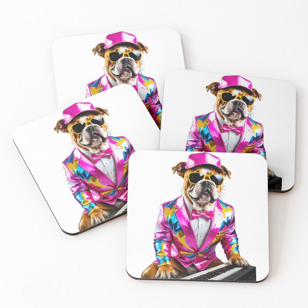 Item preview, Bulldog Dog Piano Pianist Fluo Pink designed and sold by Dan9010.
