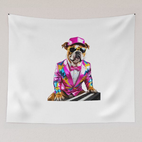 Item preview, Bulldog Dog Piano Pianist Fluo Pink designed and sold by Dan9010.