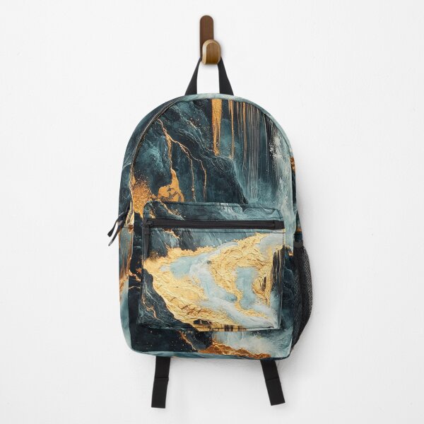 Item preview, Flowing waterfall with golden highlights cascading through rocky terrain in a serene natural landscape. designed and sold by Jerhus.