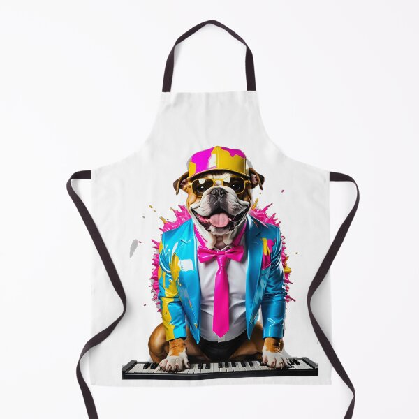 Item preview, Dog Bulldog piano pianist blue fluo designed and sold by Dan9010.