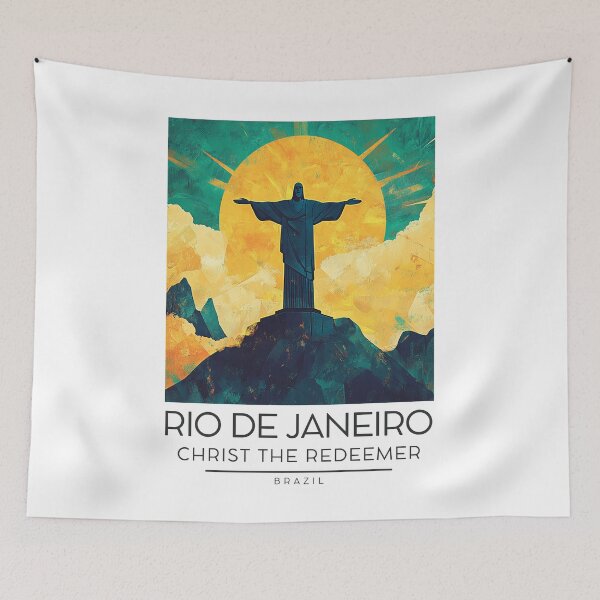 Item preview, A Vintage Illustration of Christ the Redeemer (Cristo Redentor) in Rio de Janeiro designed and sold by GoodOldVintage.