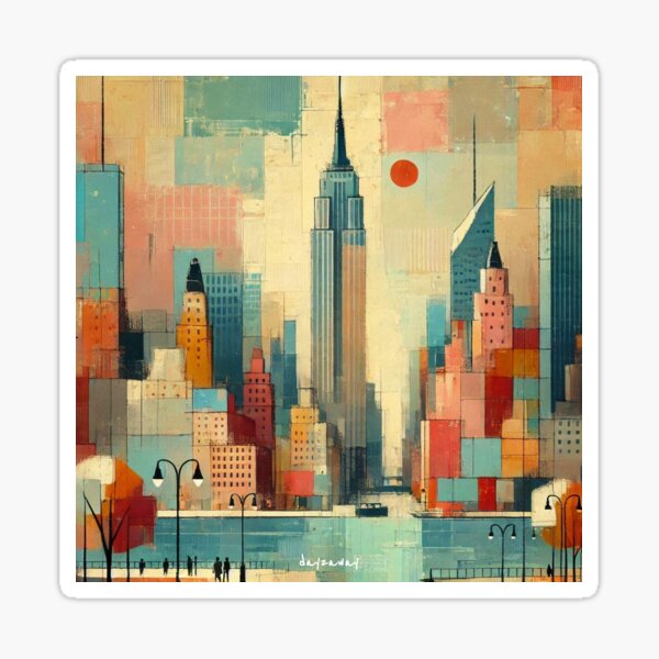 Item preview, New York Skyline in Soft Pastel Summer Glow designed and sold by dayzaway.