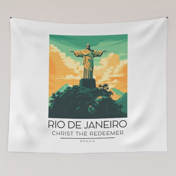 Item preview, A Vintage Illustration of Christ the Redeemer (Cristo Redentor) in Rio de Janeiro designed and sold by GoodOldVintage.