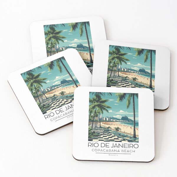 Item preview, A Vintage Illustration of Copacabana Beach in Rio de Janeiro designed and sold by GoodOldVintage.