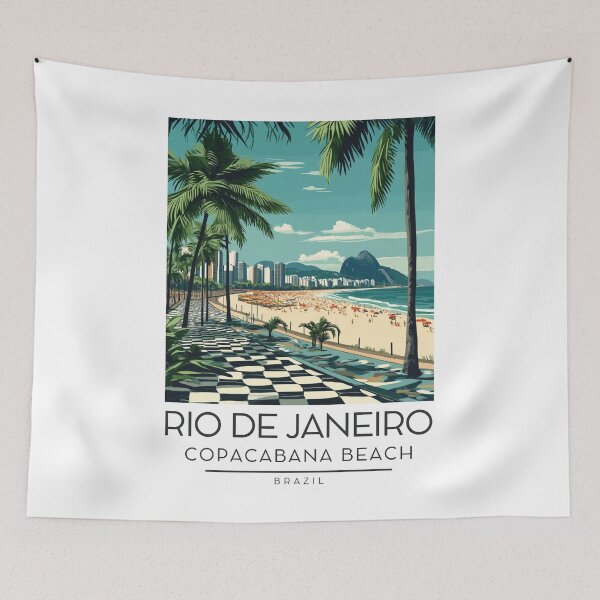 Item preview, A Vintage Illustration of Copacabana Beach in Rio de Janeiro designed and sold by GoodOldVintage.