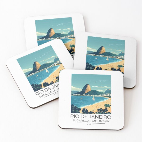 Item preview, A Vintage Illustration of Sugarloaf Mountain (Pão de Açúcar) in Rio de Janeiro designed and sold by GoodOldVintage.